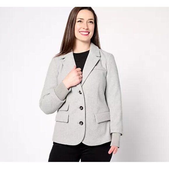 Studio Park Jackets & Blazers - Studio Park x Amy Stran Women Jacket Sz XL Faux Wool Knit Blazer Gray A620514